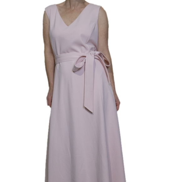 Size 16 Dress A-Line V-neck Sleeveless Belt Pockets Pink color CALVIN KLEIN #48 - Picture 2 of 16